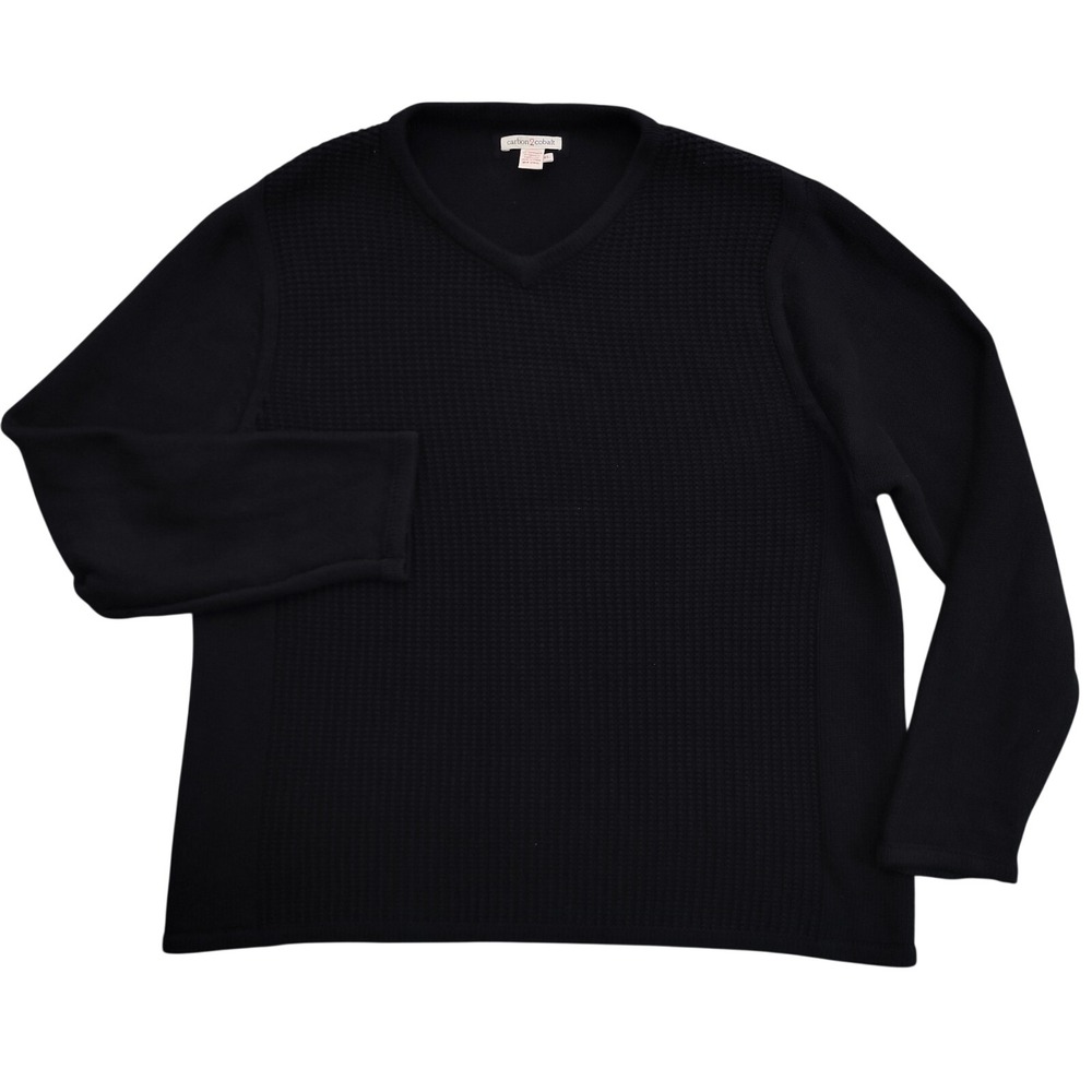 Carbon2Cobalt‎ Sweater Mens XL Black Heavy Knit Pullover Cotton Cashmere